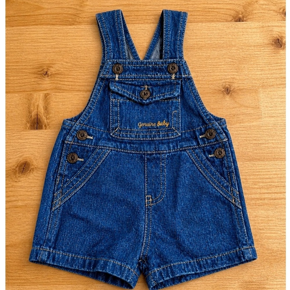 Genuine Baby OshKosh Denim Shortalls Kids 3M Blue‎ Excellent Classic Overalls